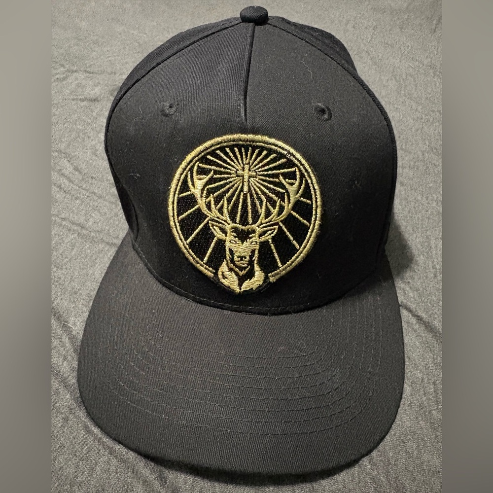 Jagermeister Black Snapback with Gold Stag Emblem